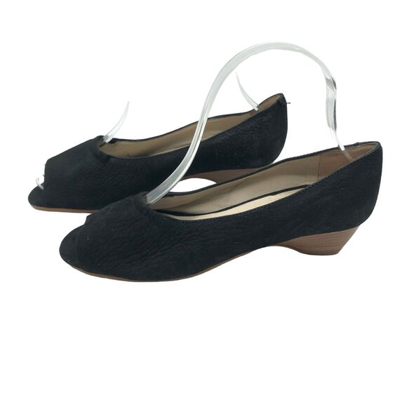 Amalfi by Rangoni Black Peep Toe Wedge Heels Size 6 - Picture 3 of 9